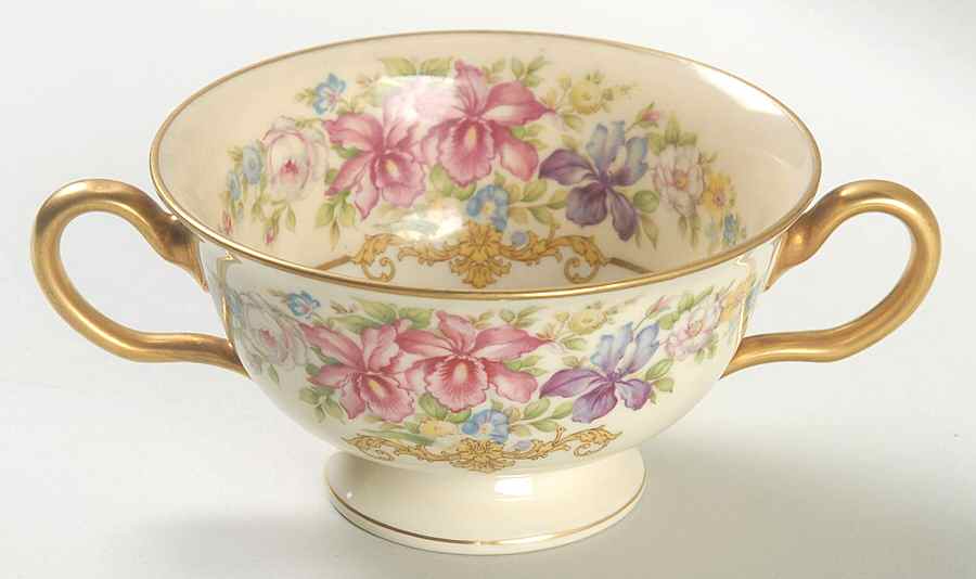 Gwendolyn (Yellow or Yellow & Red Scrolls) Footed Bouillon Cup by Rosenthal - Continental-1