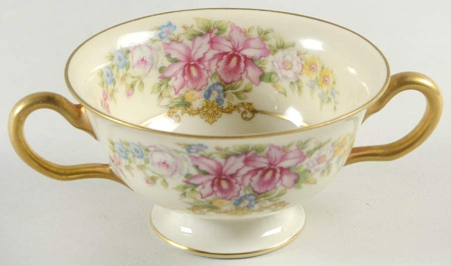 Gwendolyn (Yellow or Yellow & Red Scrolls) Footed Bouillon Cup by Rosenthal - Continental-1