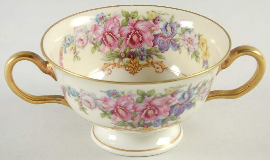 Gwendolyn (Yellow or Yellow & Red Scrolls) Footed Bouillon Cup by Rosenthal - Continental-1