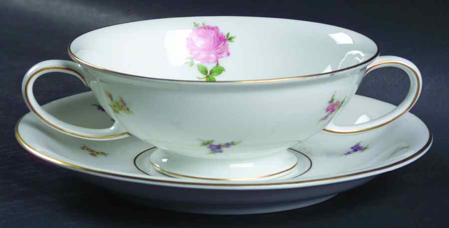 Hillside Footed Cream Soup Bowl & Saucer Set by Rosenthal - Continental-1