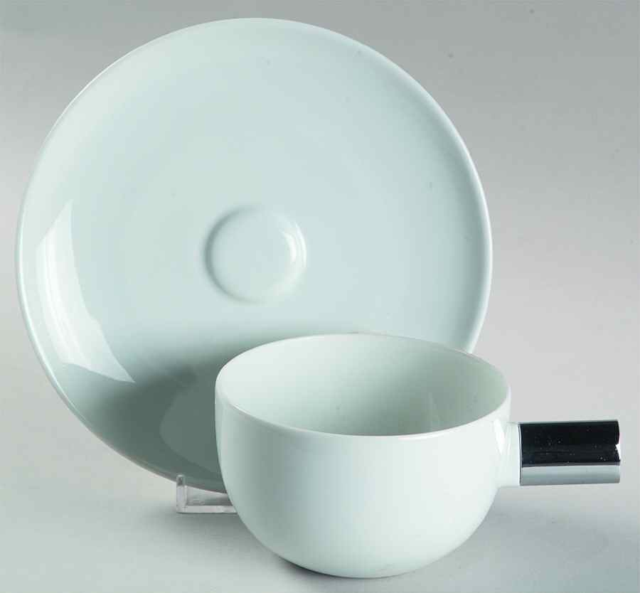 Hommage White Flat Cup & Saucer Set by Rosenthal - Continental-1