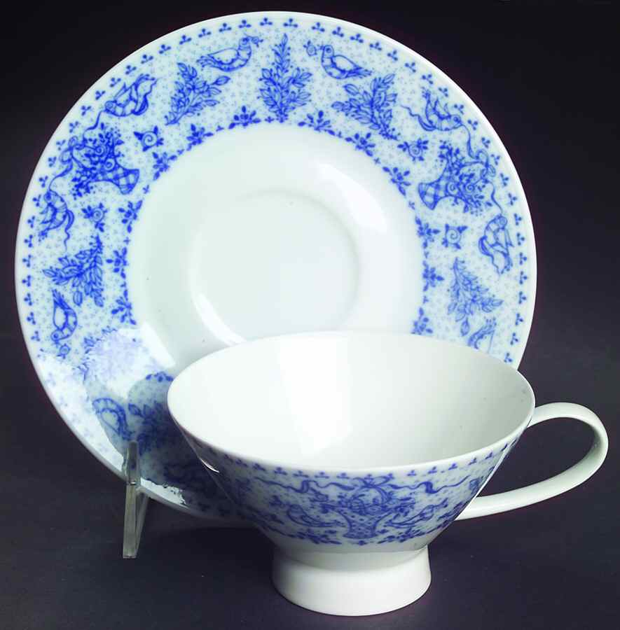 Idyll Cobalt Blue Footed Cup & Saucer Set by Rosenthal - Continental-1