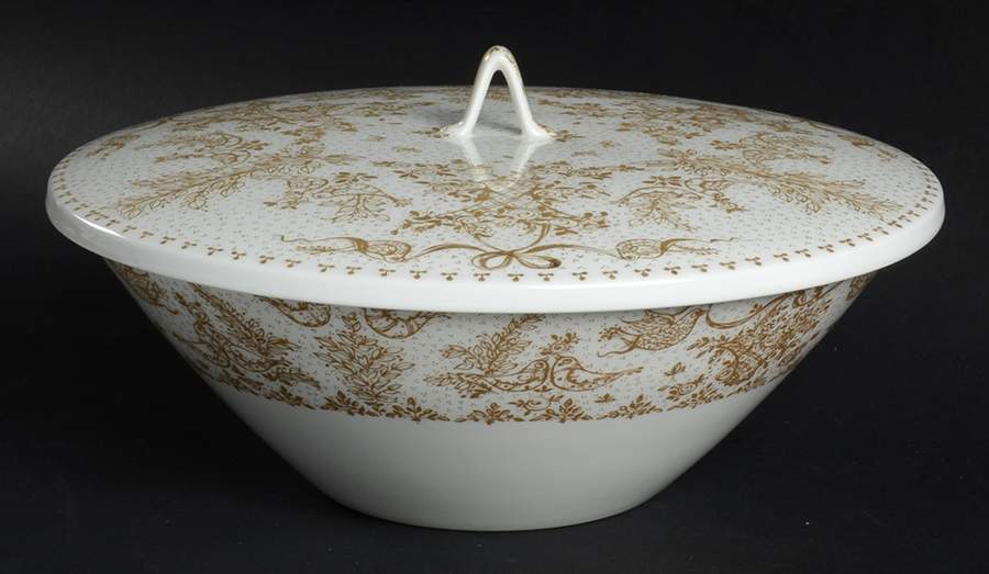Idyll Gold Round Covered Vegetable-Uses RV9 as Base+CVLRV9 by Rosenthal - Continental-1