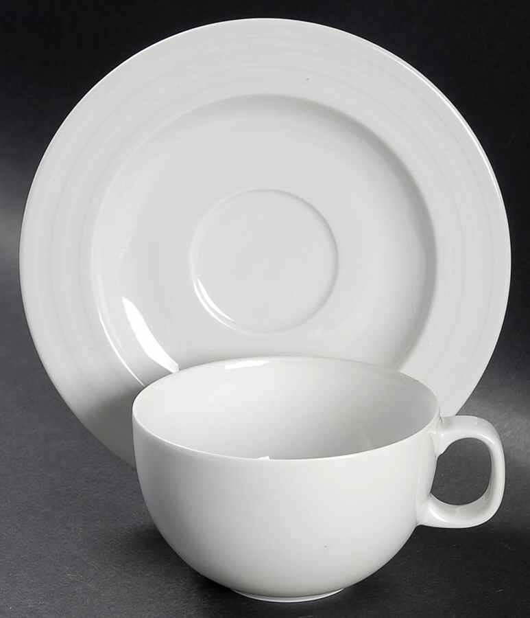 Il Faro White Flat Cup & Saucer Set by Rosenthal - Continental-1