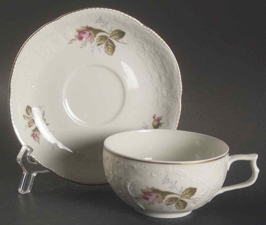 Ivory Rose Flat Cup & Saucer Set by Rosenthal - Continental-1