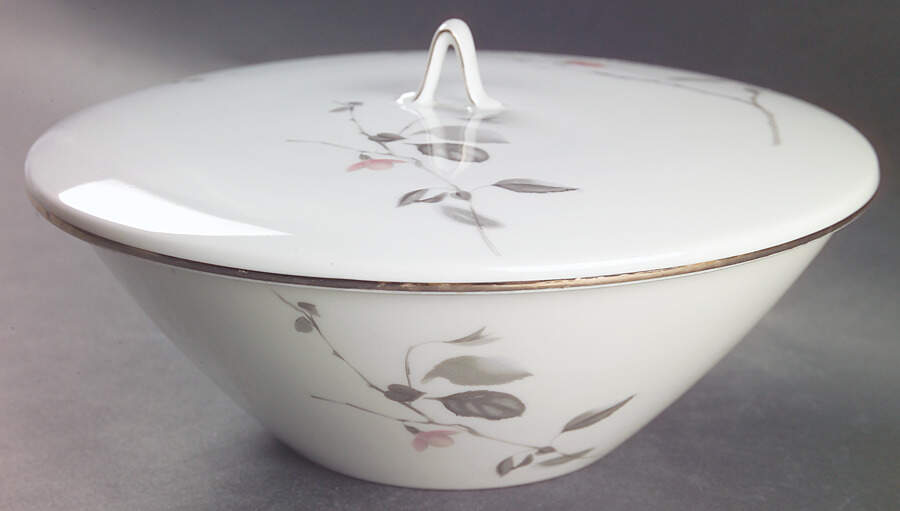 Japanese Quince (Platinum Trim) Round Covered Vegetable-Uses RV9 as Base+CVLRV9 by Rosenthal - Continental-1