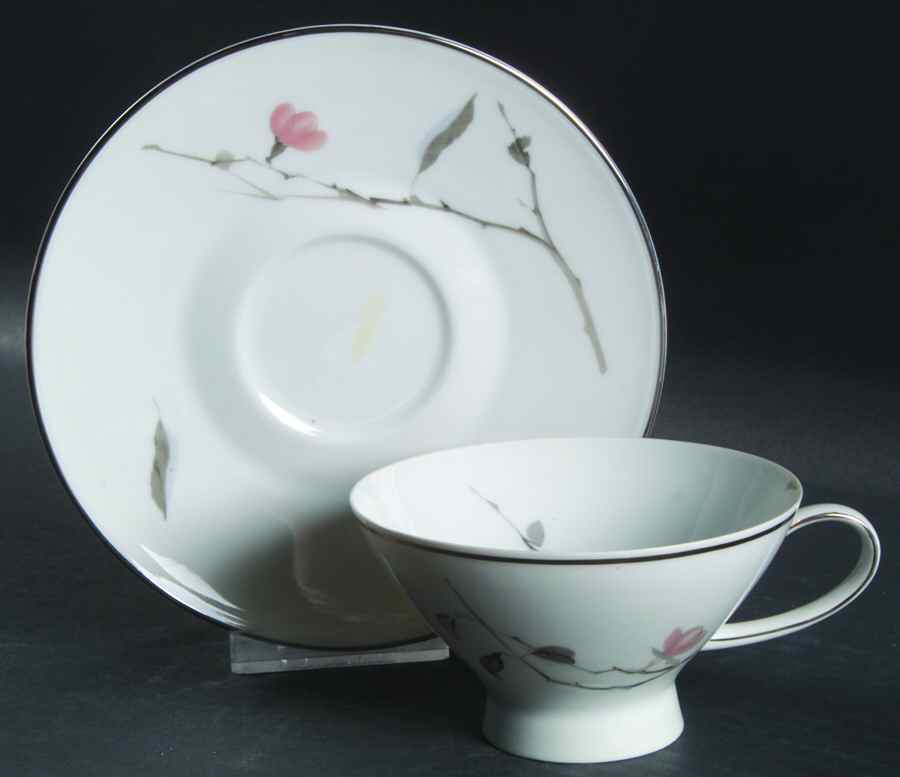 Japanese Quince (Platinum Trim) Footed Cup & Saucer Set by Rosenthal - Continental-1