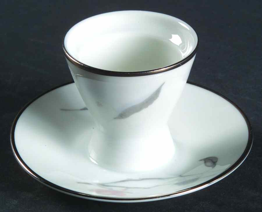 Japanese Quince (Platinum Trim) Egg Cup with Attached Underplate by Rosenthal - Continental-1