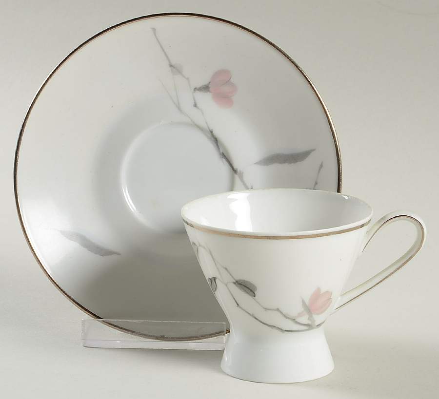 Japanese Quince (Platinum Trim) Footed Demitasse Cup & Saucer Set by Rosenthal - Continental-1