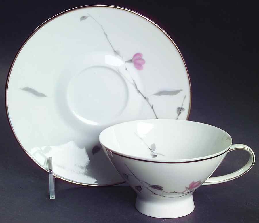Japanese Quince (Platinum Trim) Footed Cup & Saucer Set by Rosenthal - Continental-1