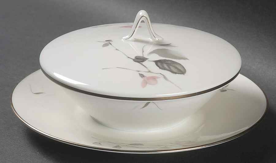 Japanese Quince (Platinum Trim) Sauce Boat with Attached Underplate & Lid by Rosenthal - Continental-1