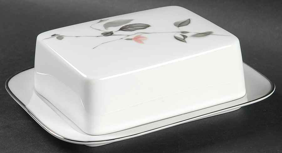 Japanese Quince (Platinum Trim) Square Covered Butter by Rosenthal - Continental-1