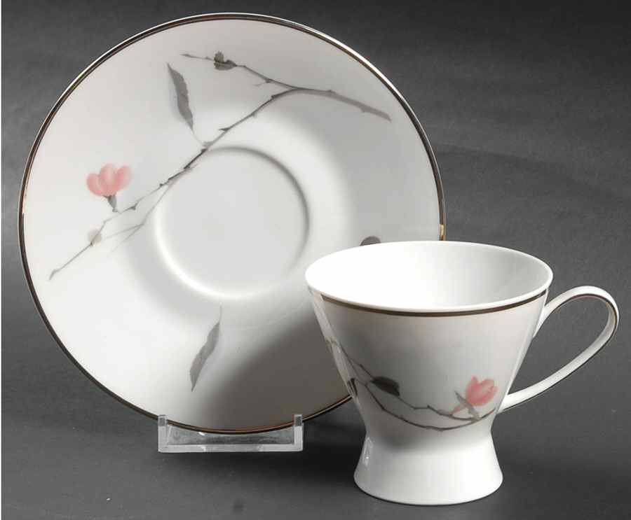 Japanese Quince (Platinum Trim) Footed Demitasse Cup & Saucer Set by Rosenthal - Continental-1