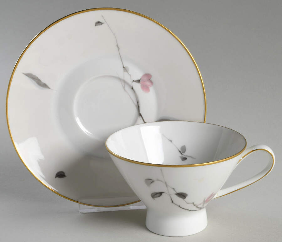 Japanese Quince (Gold Trim) Footed Cup & Saucer Set by Rosenthal - Continental-1