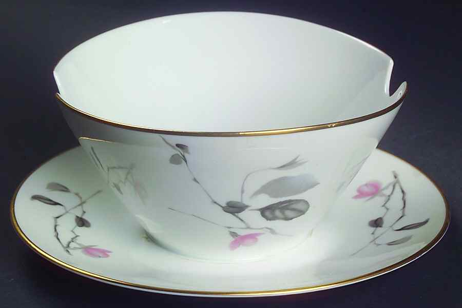 Japanese Quince (Gold Trim) Gravy Boat with Attached Underplate by Rosenthal - Continental-1