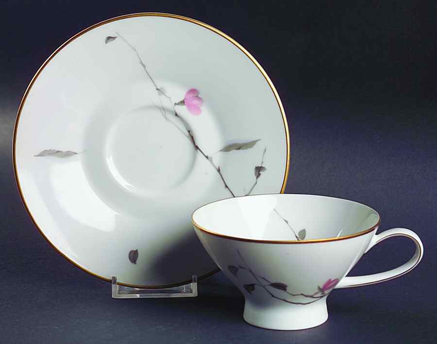Japanese Quince (Gold Trim) Footed Cup & Saucer Set by Rosenthal - Continental-1