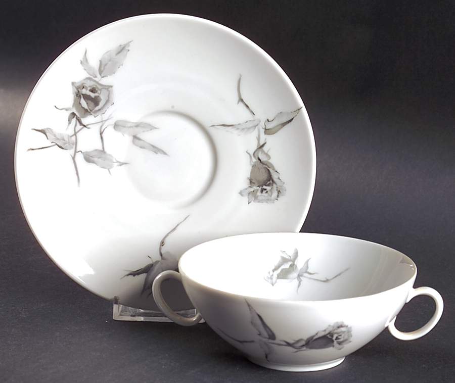 Jet Rose Flat Cream Soup Bowl & Saucer Set by Rosenthal - Continental-1