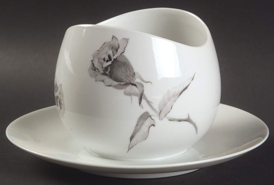 Jet Rose Gravy Boat with Attached Underplate by Rosenthal - Continental-1