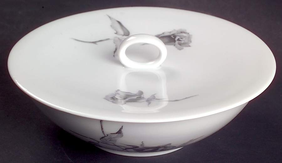 Jet Rose Cream Soup/Cereal Bowl & Lid with Saucer Set by Rosenthal - Continental-1