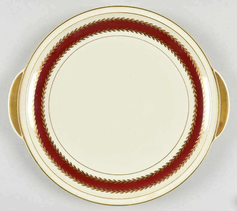 Josephine (Ivory, Maroon Band) Handled Cake Plate by Rosenthal - Continental-1