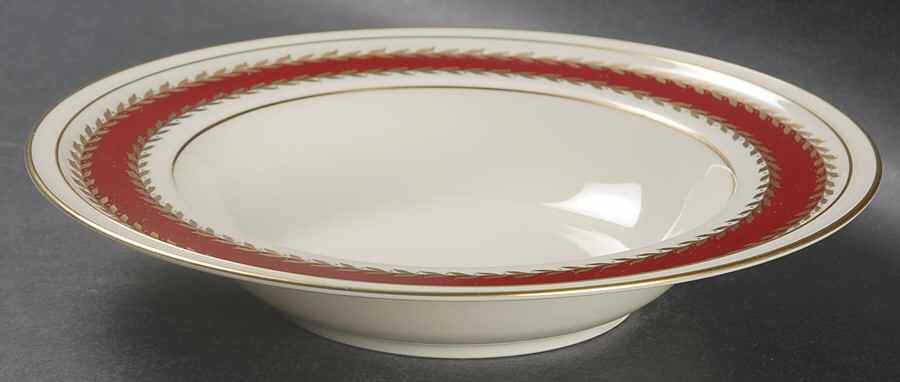 Josephine (Ivory, Maroon Band) Rim Soup Bowl by Rosenthal - Continental-1