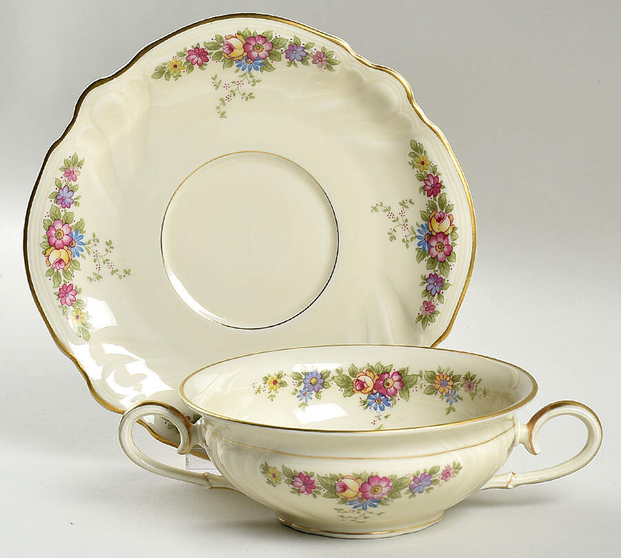 K2880-2865-2824 (Cream) Footed Cream Soup Bowl & Saucer Set by Rosenthal - Continental-1