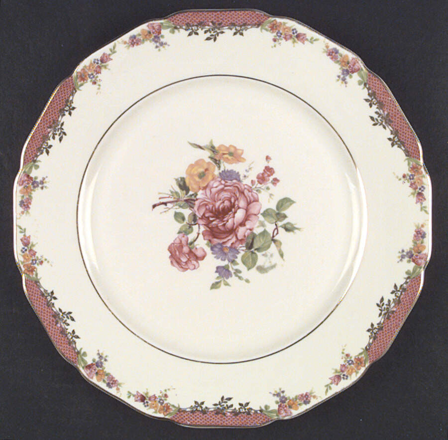 King's Rose (Cream Background, Scalloped) Dinner Plate by Rosenthal - Continental-1