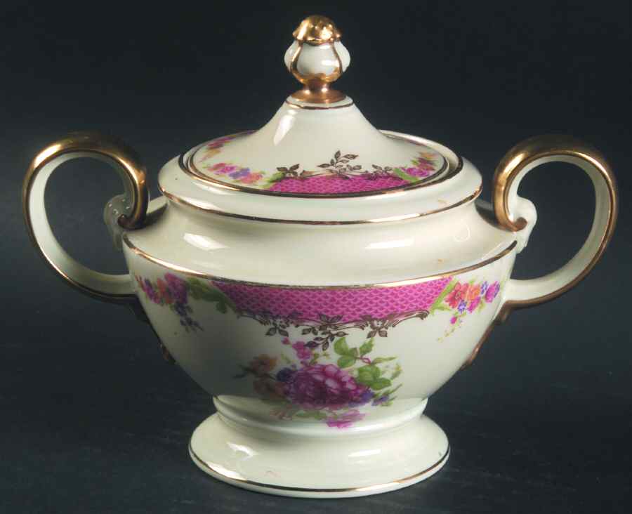 King's Rose (Cream Background, Scalloped) Sugar Bowl & Lid by Rosenthal - Continental-1