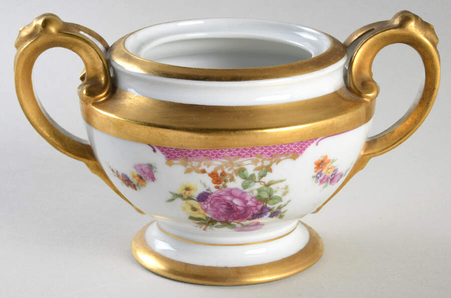 King's Rose (White Background, 1-2" Gold) Sugar Bowl No Lid by Rosenthal - Continental-1