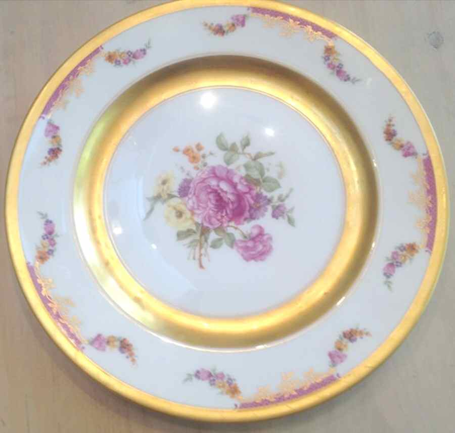 King's Rose (White Background, 1-2" Gold) Dinner Plate by Rosenthal - Continental-1