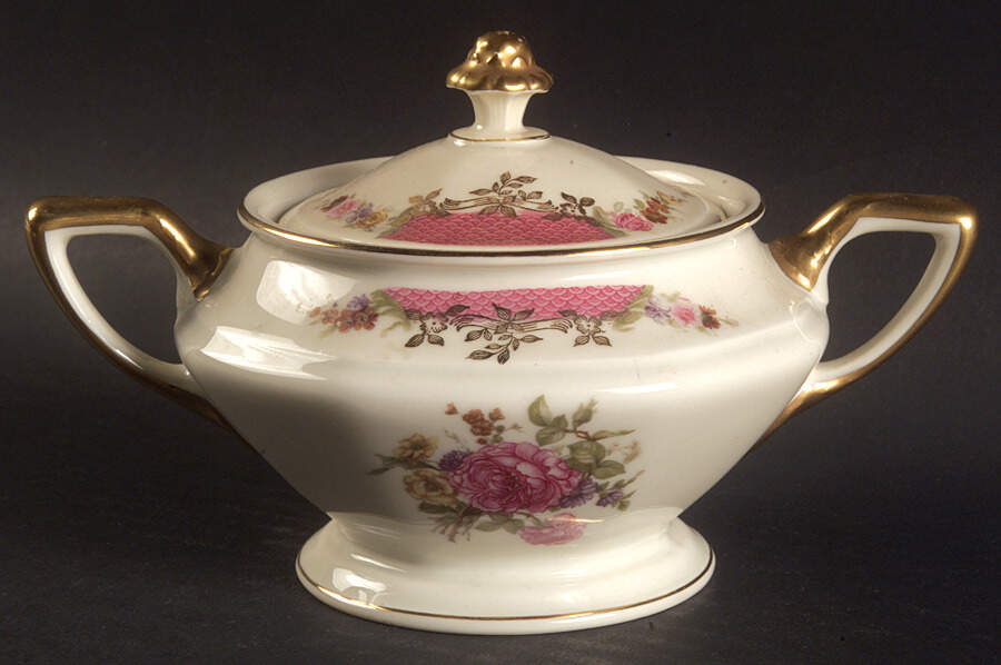 King's Rose (Cream Background, Smooth) Sugar Bowl & Lid by Rosenthal - Continental-1