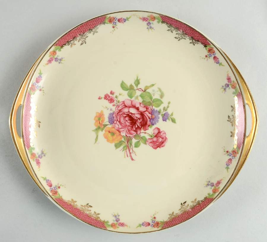 King's Rose (Cream Background, Smooth) Handled Cake Plate by Rosenthal - Continental-1