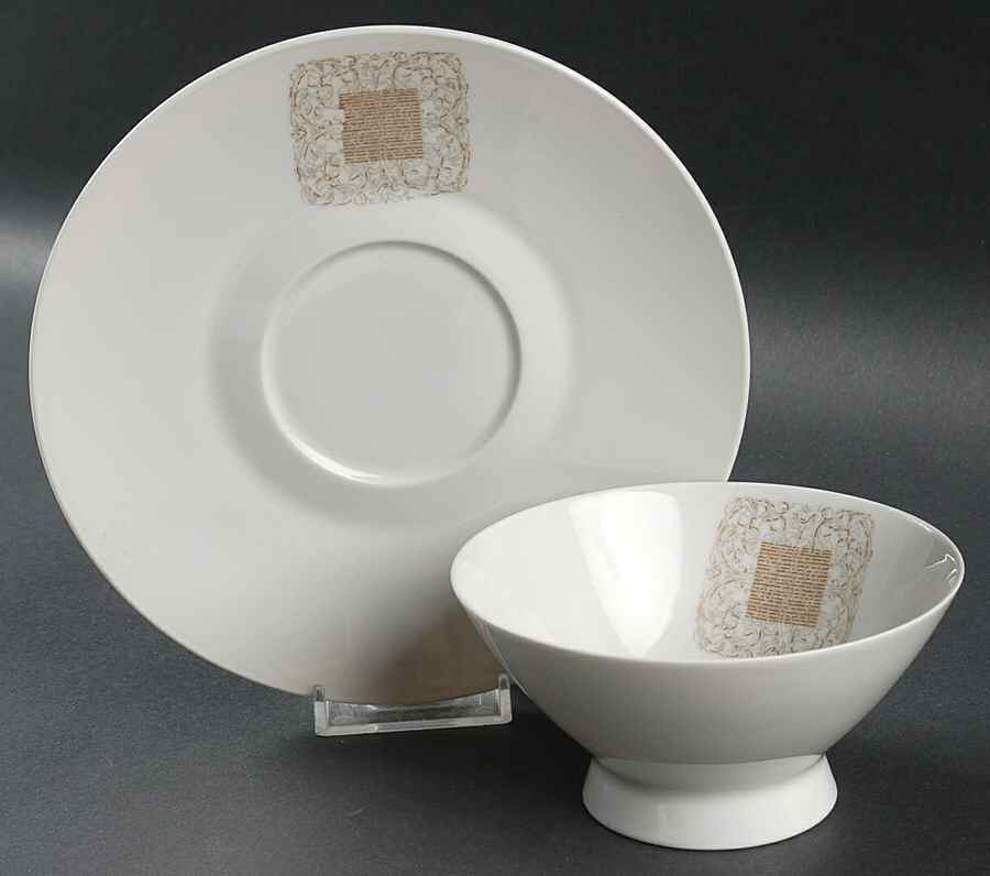 Lace Antique Footed Cream Soup Bowl & Saucer Set by Rosenthal - Continental-1