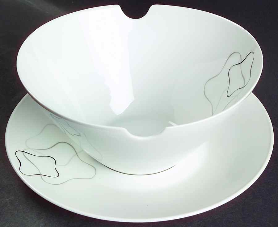 Linear Grey and Black Gravy Boat & Underplate by Rosenthal - Continental-1