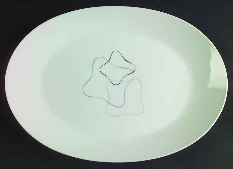 Linear Grey and Black 13" Oval Serving Platter by Rosenthal - Continental-1