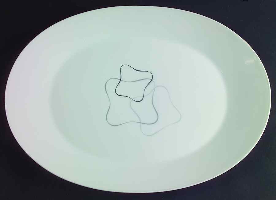 Linear Grey and Black 15" Oval Serving Platter by Rosenthal - Continental-1