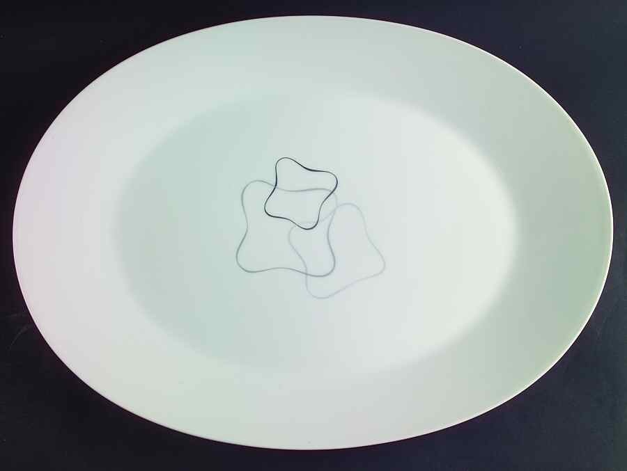 Linear Grey and Black 17" Oval Serving Platter by Rosenthal - Continental-1