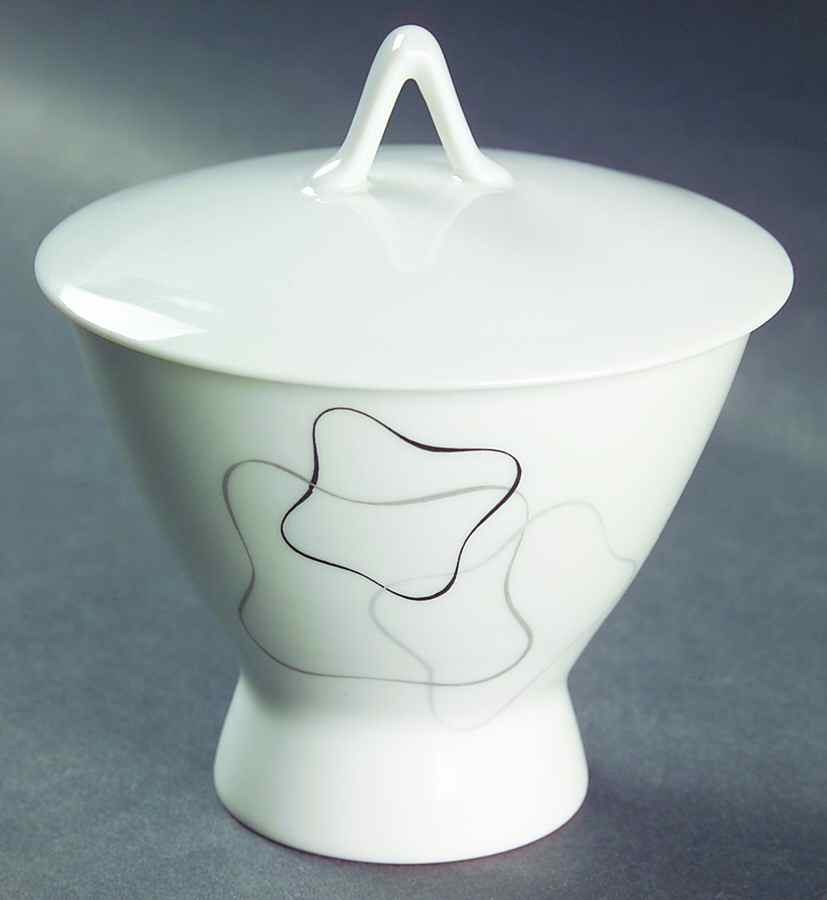 Linear Grey and Black Sugar Bowl & Lid by Rosenthal - Continental-1