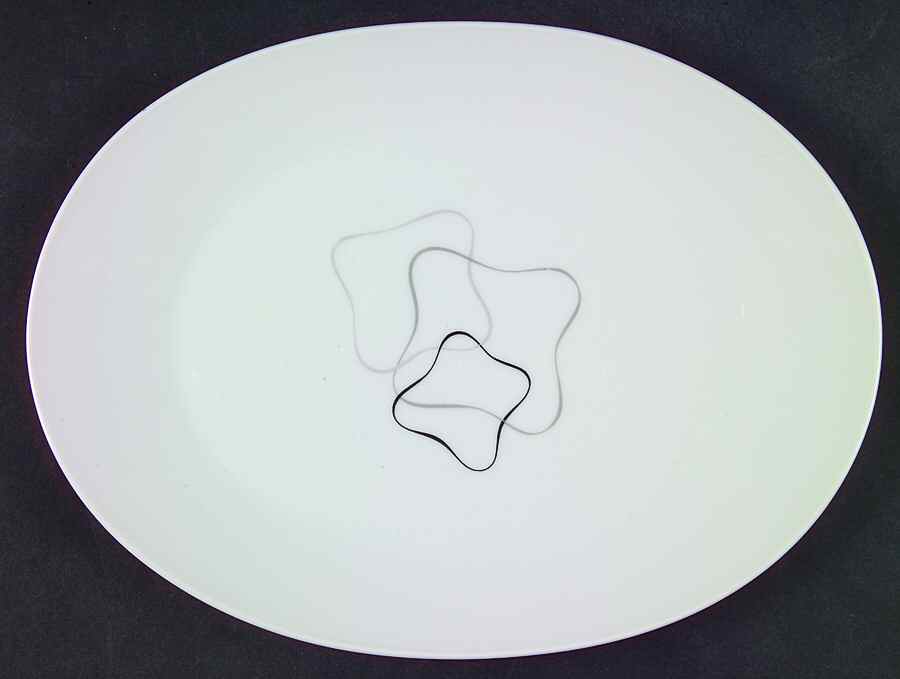 Linear Grey and Black 9" Oval Serving Platter by Rosenthal - Continental-1