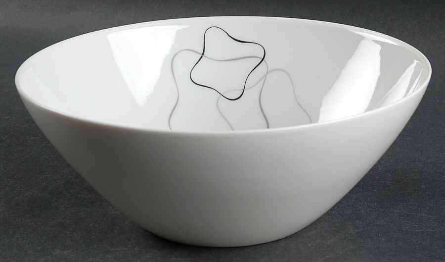 Linear Grey and Black 7" Round Vegetable Bowl by Rosenthal - Continental-1