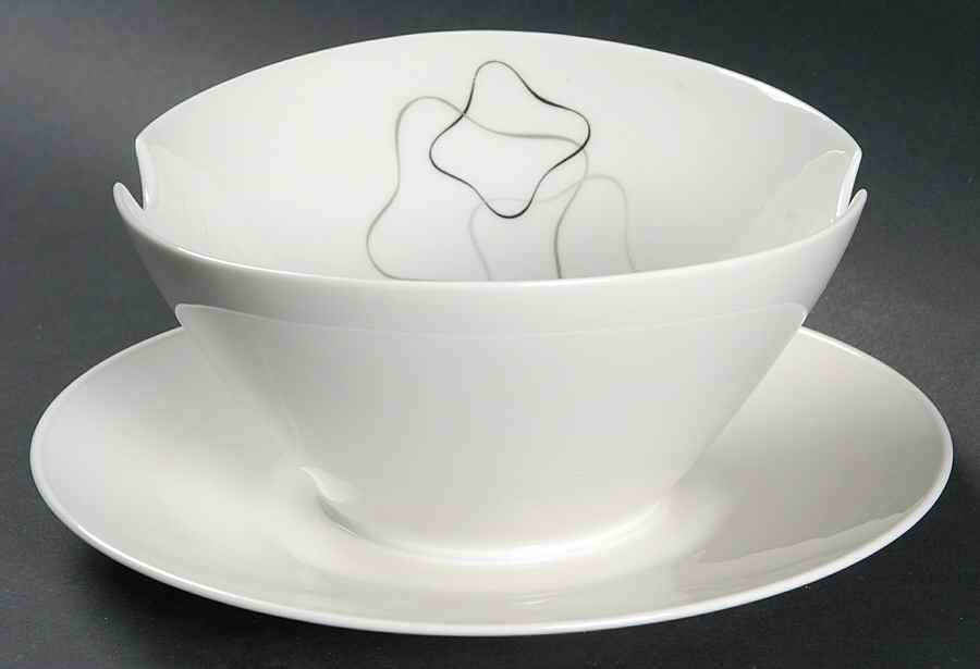 Linear Grey and Black Gravy Boat with Attached Underplate by Rosenthal - Continental-1