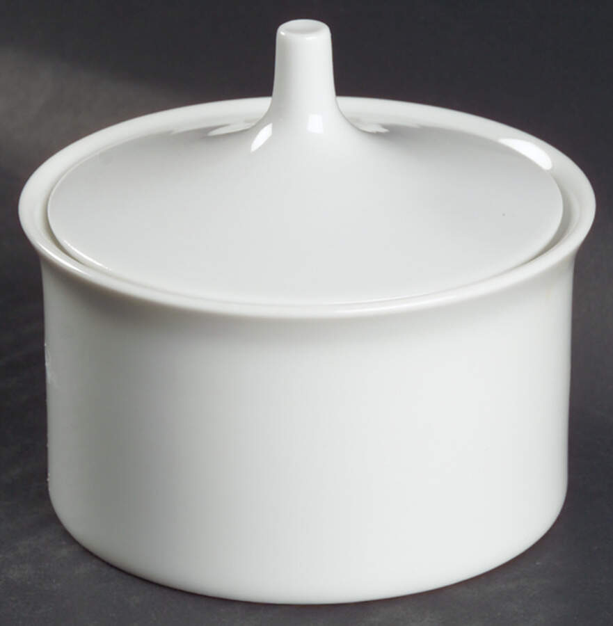Linear Berlin White Sugar Bowl & Lid by Rosenthal - Continental-1