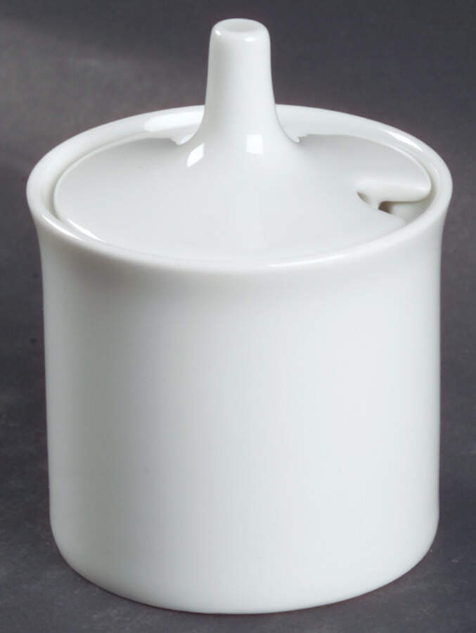 Linear Berlin White Mustard Jar & Lid by Rosenthal - Continental-1