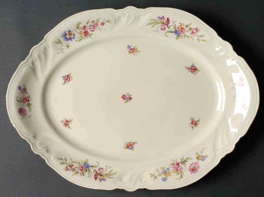 Lombul (Green Trim) 14" Oval Serving Platter by Rosenthal - Continental-1