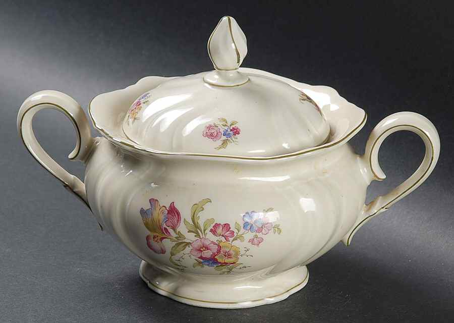Lombul (Green Trim) Sugar Bowl & Lid by Rosenthal - Continental-1