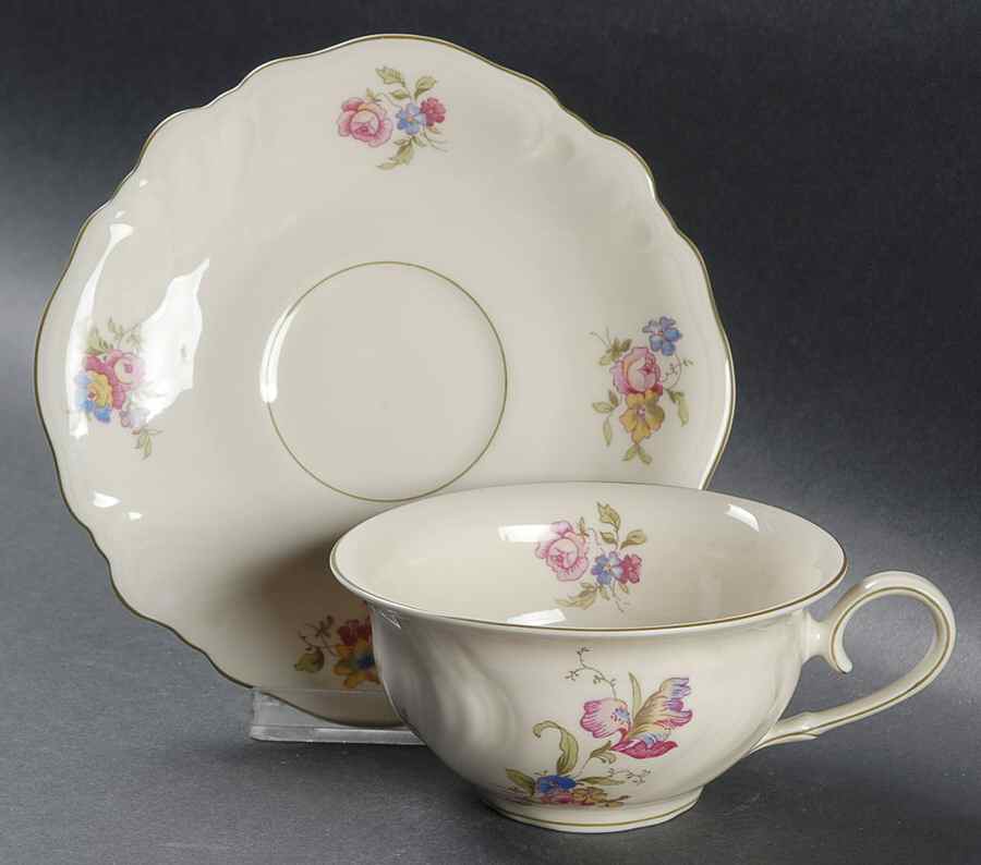 Lombul (Green Trim) Flat Cup & Saucer Set by Rosenthal - Continental-1