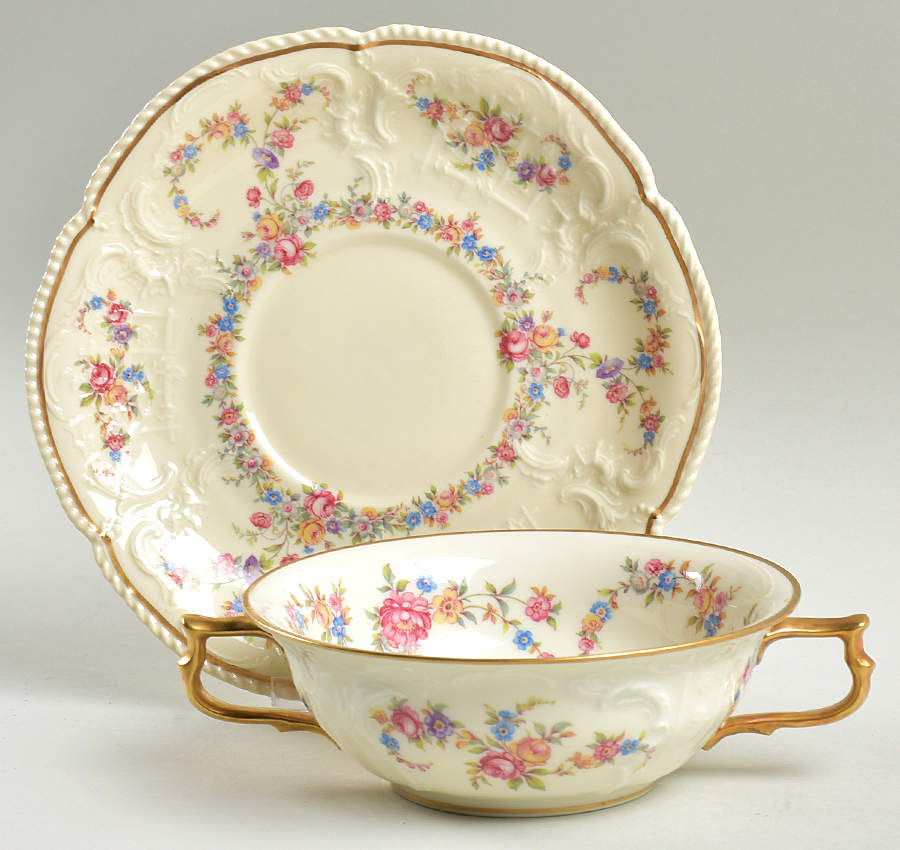Lorraine Flat Cream Soup Bowl & Saucer Set by Rosenthal - Continental-1
