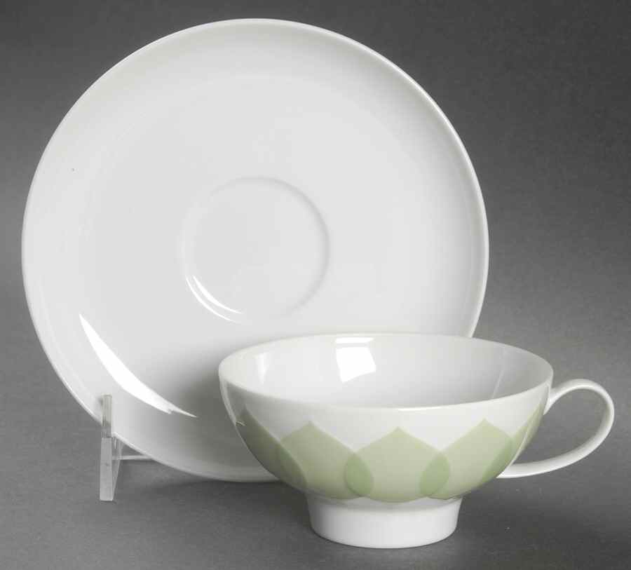 Lotus Green Flat Cup & Saucer Set by Rosenthal - Continental-1