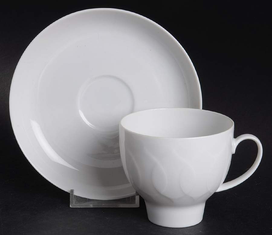 Lotus White Flat Cup & Saucer Set by Rosenthal - Continental-1