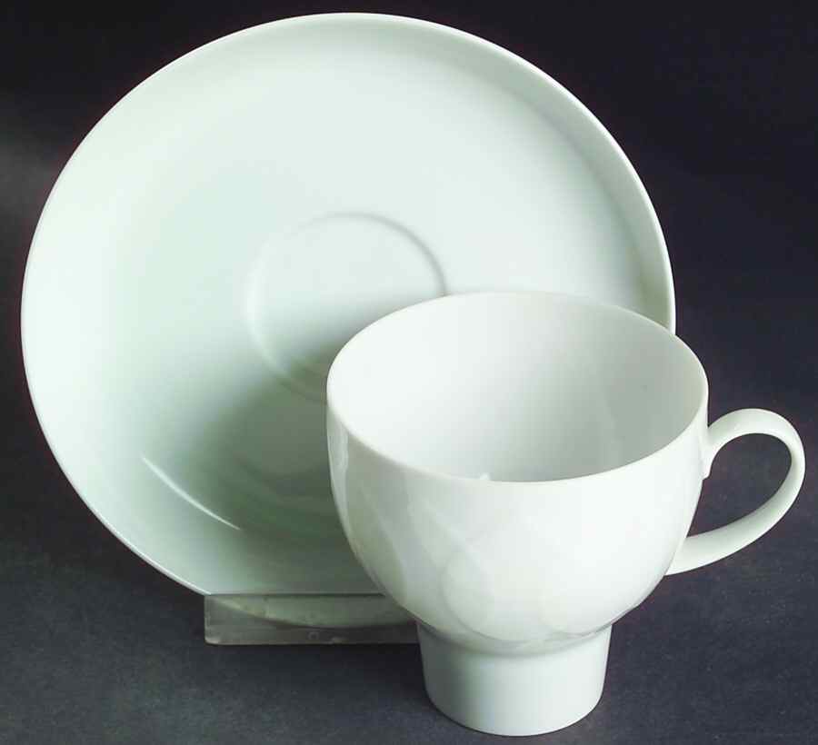 Lotus White Flat Cup & Saucer Set by Rosenthal - Continental-1